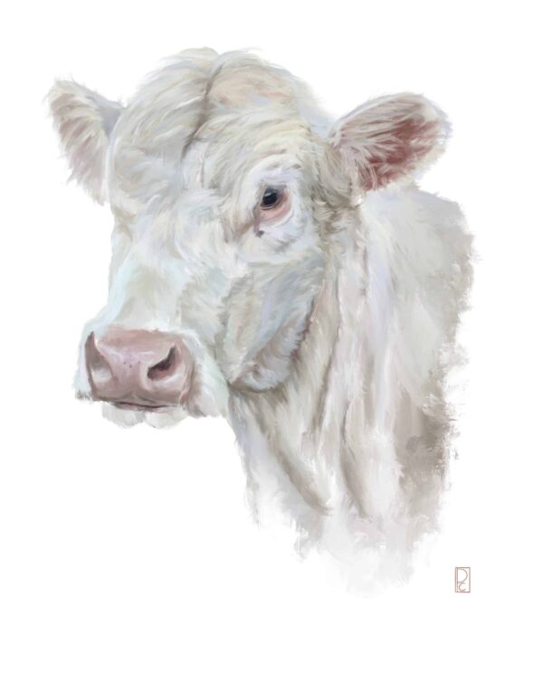 Digital Oil Painting of a Cow