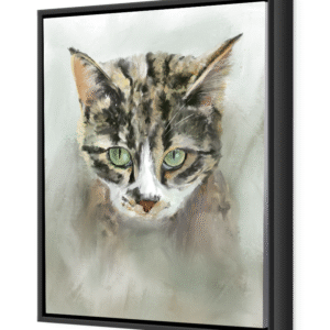 Pet portrait shown in optional floating frame