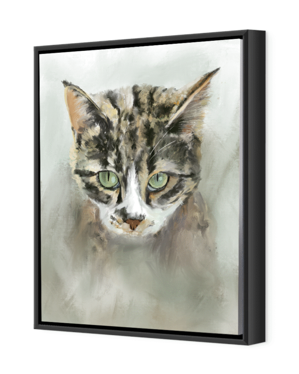 Pet portrait shown in optional floating frame