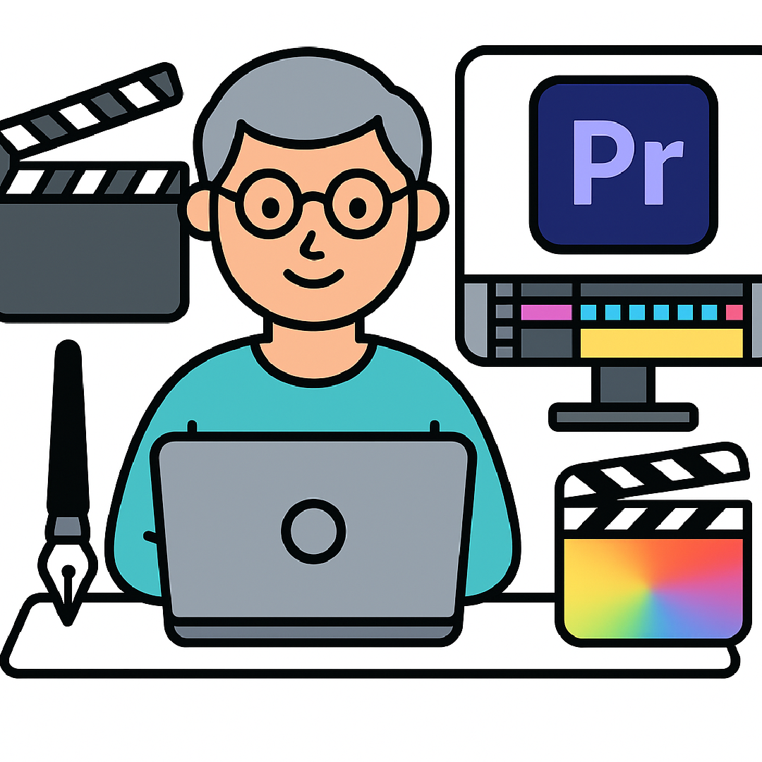 2D illustration of Paul doing graphic design