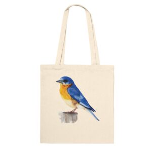 Watercolor Bluebird - Premium Tote Bag Natural
